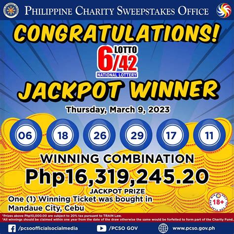 Lotto 6/42 (Philippines) Lottery Results & Winning Numbers.